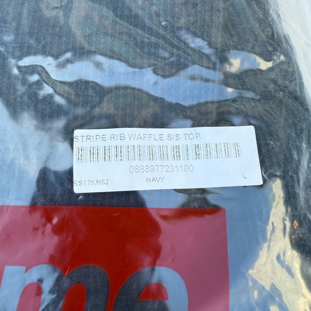 Supreme Navy Short Sleeze Crewneck Shirt - Picture 2 of 2